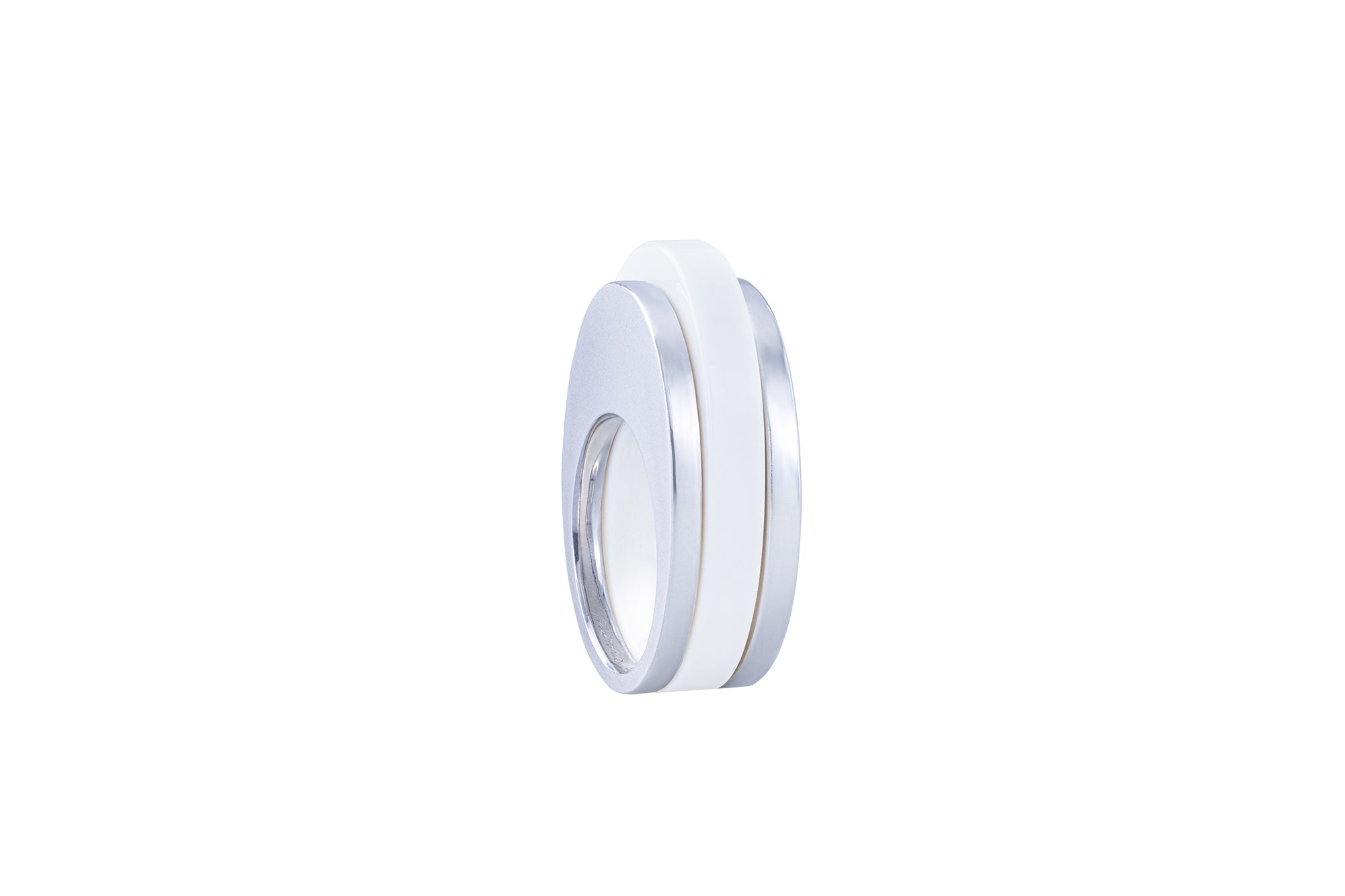 Egg Ring White Gold with White Agate