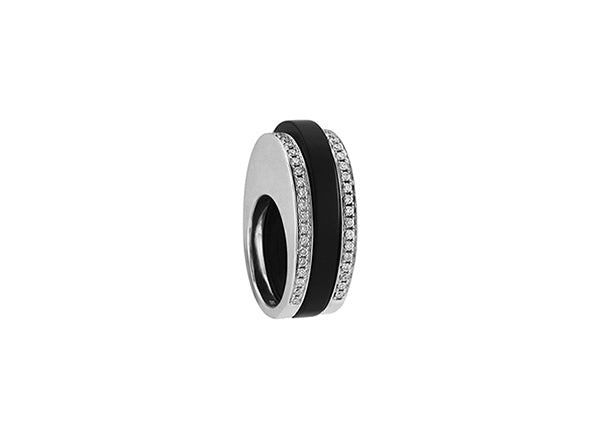Egg Ring White Gold Onyx with Diamonds