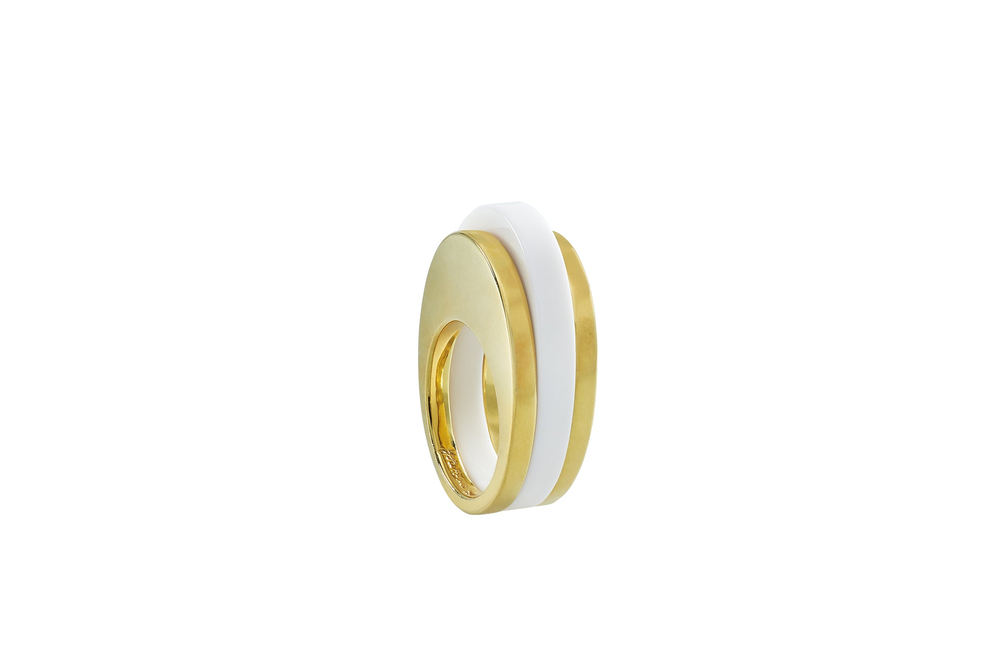 Egg Ring Yellow Gold with White Agate