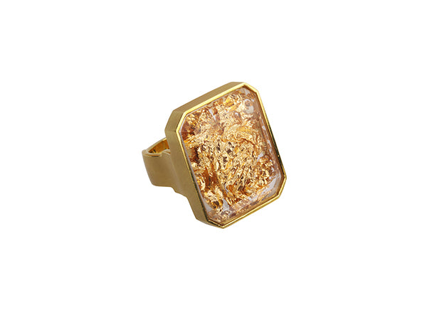 Pepite d'Or Rectangle Ring